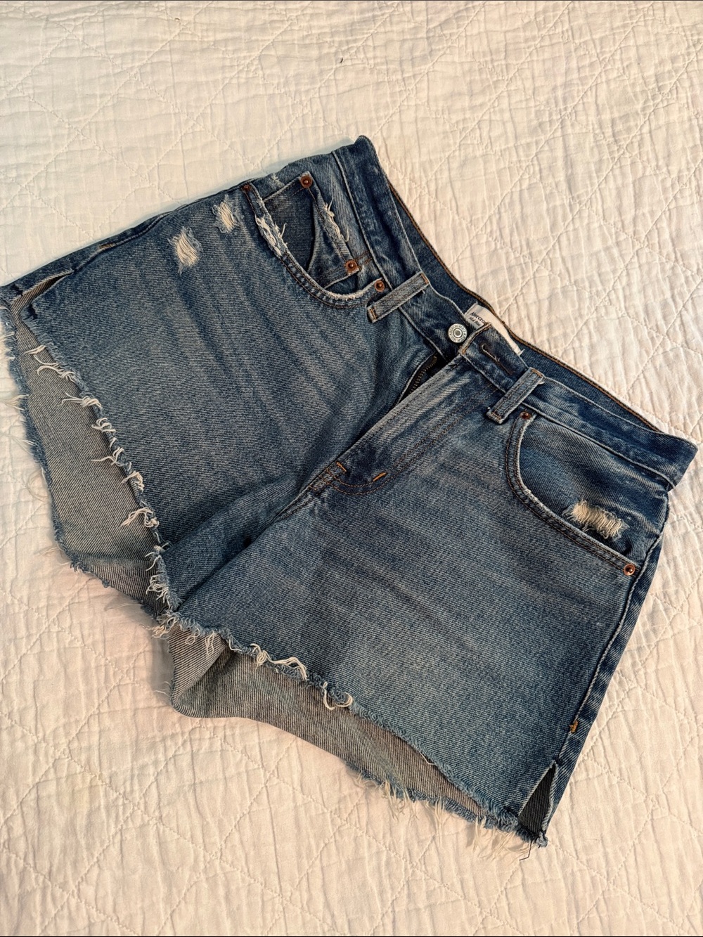 Abercrombie & Fitch Distressed Blue Denim Cutoff Shorts